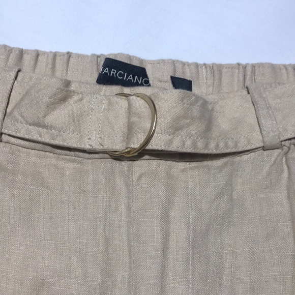 New Guess Marciano Linen Pants Relaxed Slim Leg Sand Beige S - Picture 4 of 5